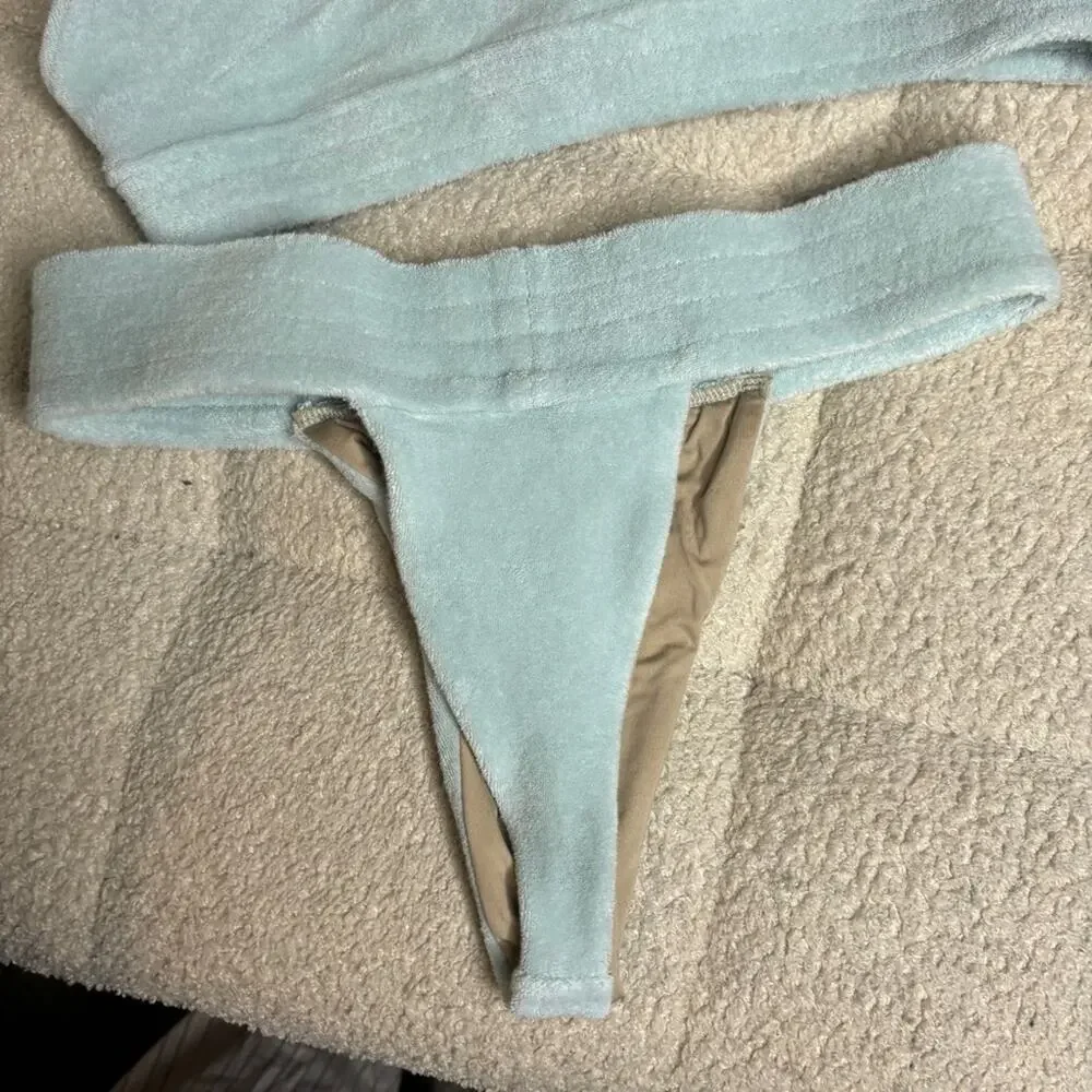 Frankies Bikinis Phoebe Terry Bikini Set in Celeste Blue